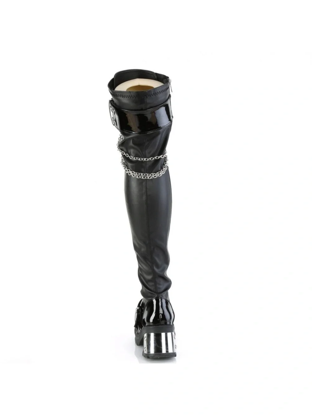 Demonia Bratty 304 Black Vegan Leather Over The Knee Platform Boots